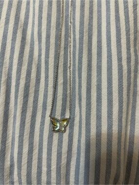 Kendra Scott Silver Butterfly Pendant Necklace in Iridescent Shell NWT